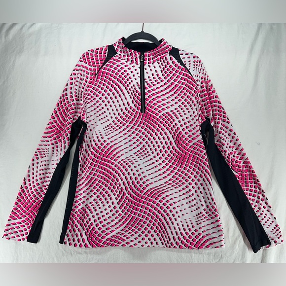 Tail Tops - Tail Womens XXL Geometric Long‎ Sleeve 1/4 Zip Pullover Golf Shirt Activewear